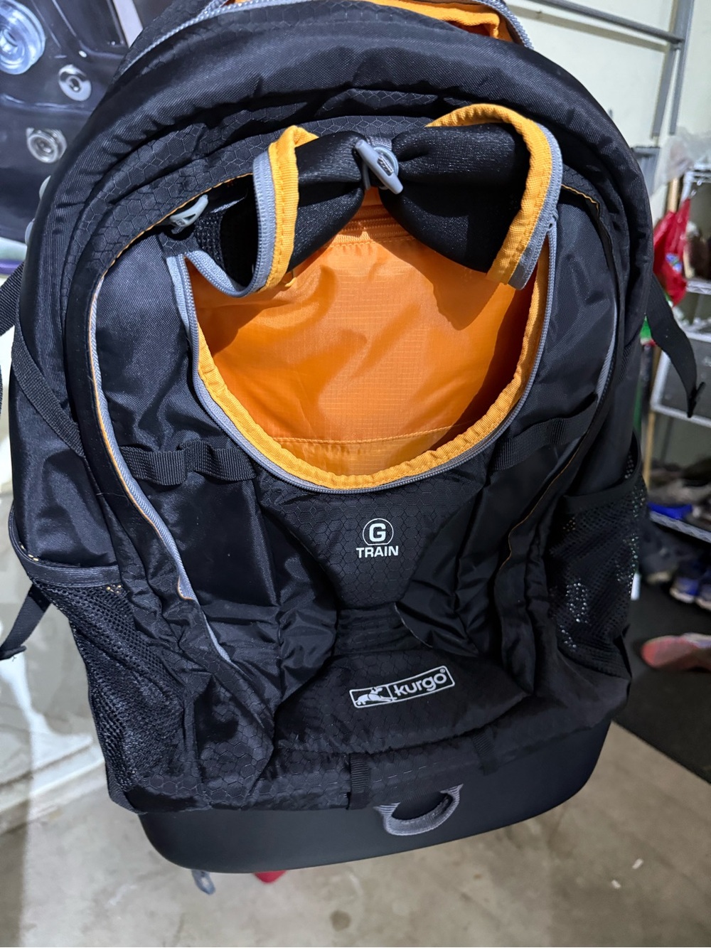 Kurgo G-Train Black and Orange Travel Backpack for Men